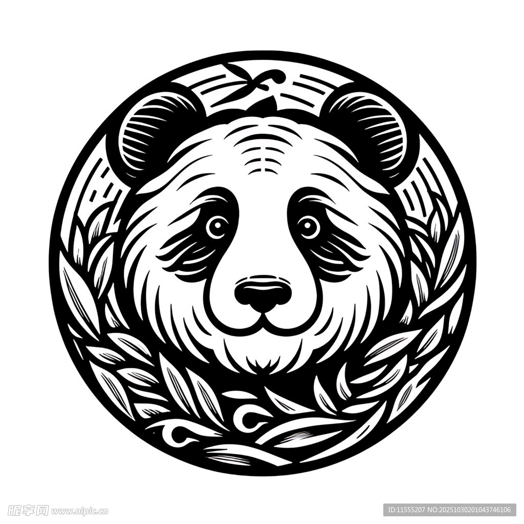 熊猫圆形图案艺术设计