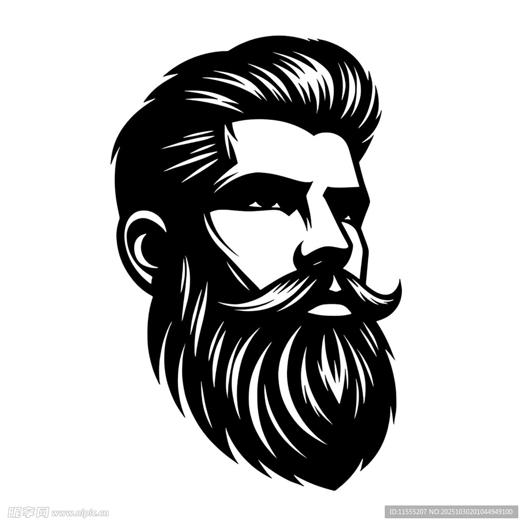 复古风格男士胡须头像