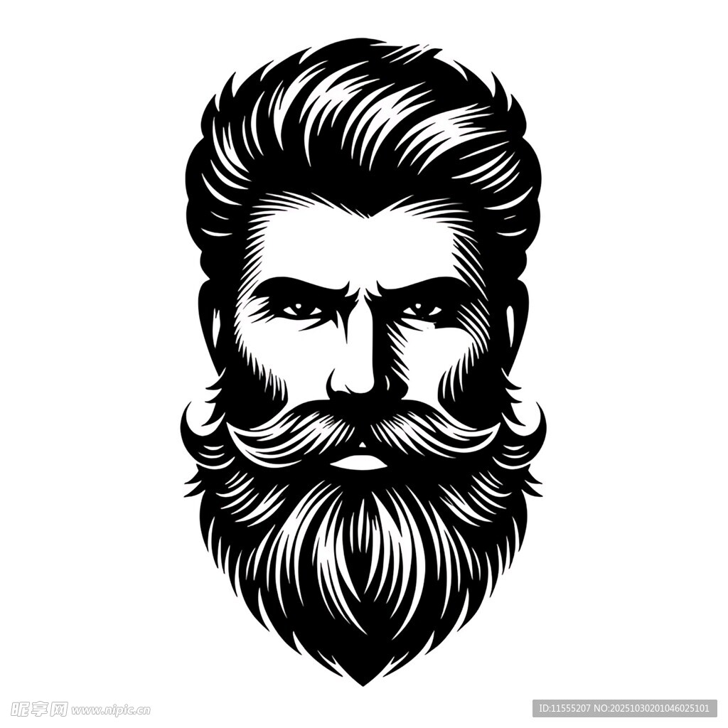 复古风格男士胡须头像