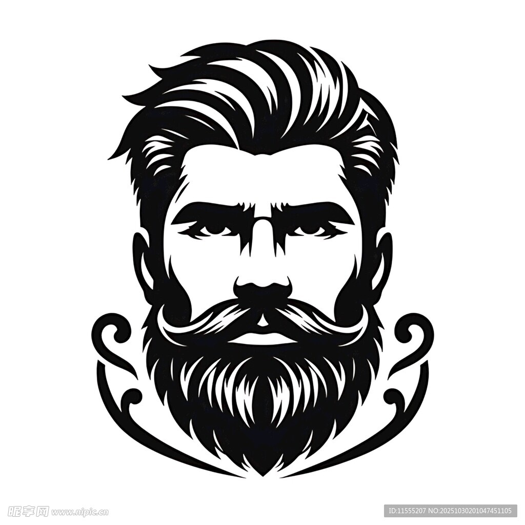 复古风格男士胡须头像