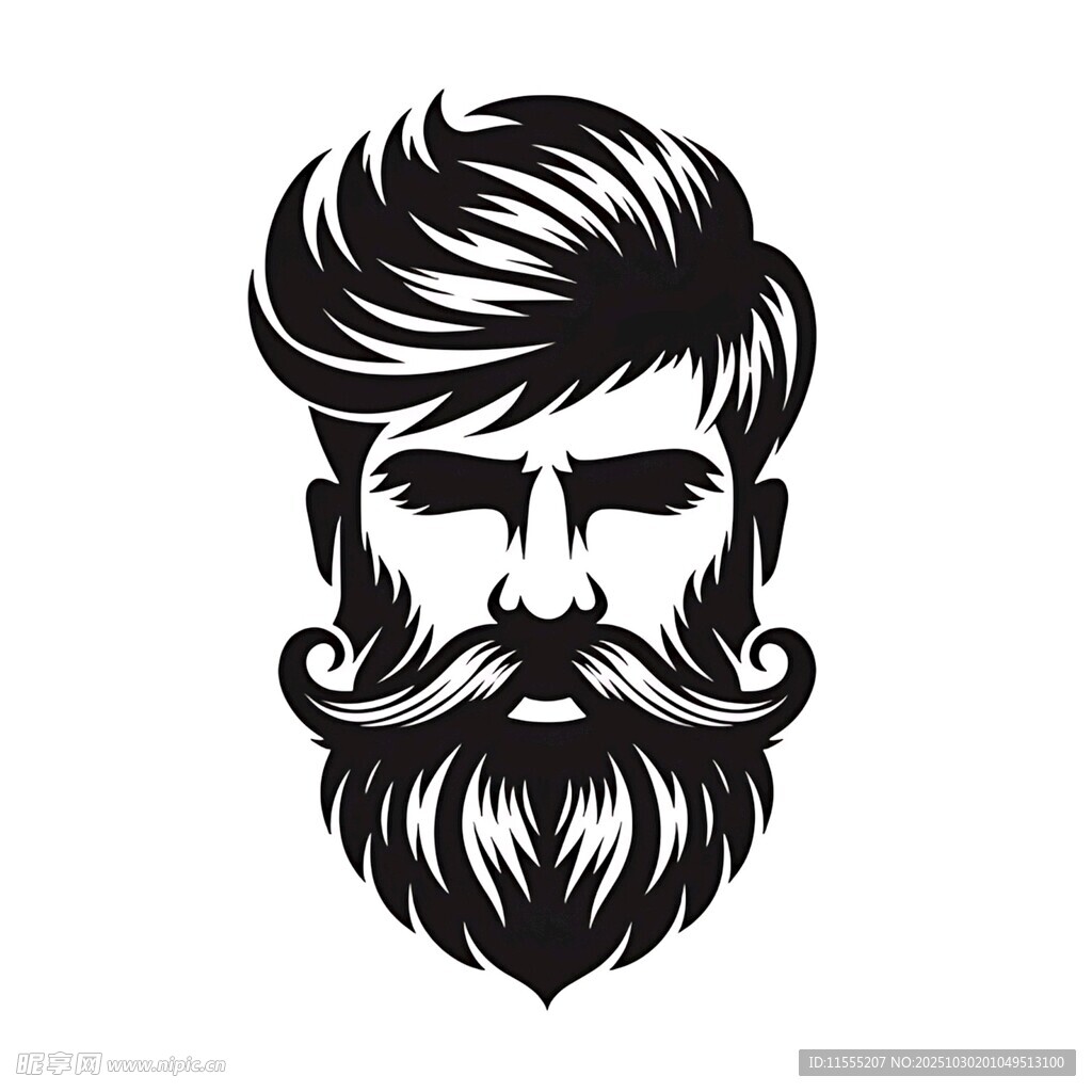 复古风格男士胡须发型头像