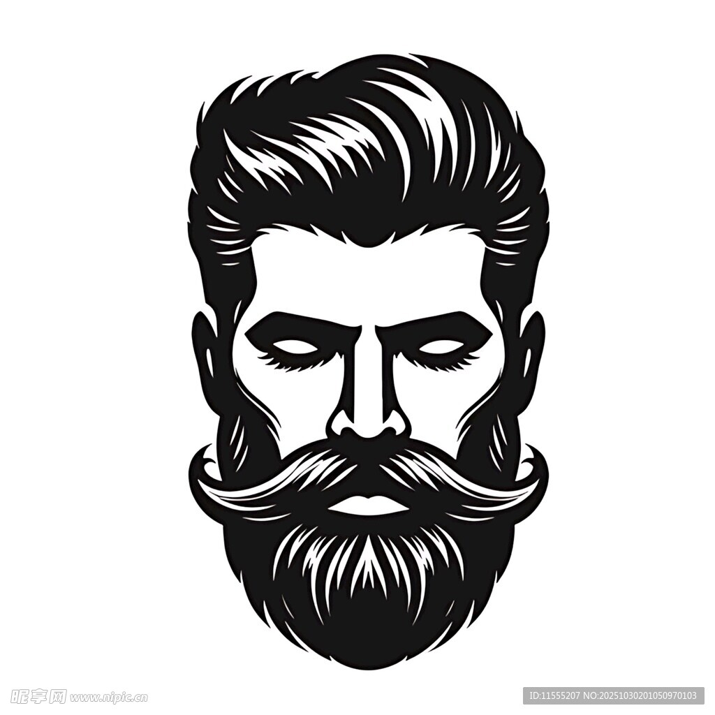 复古风格男士胡须头像