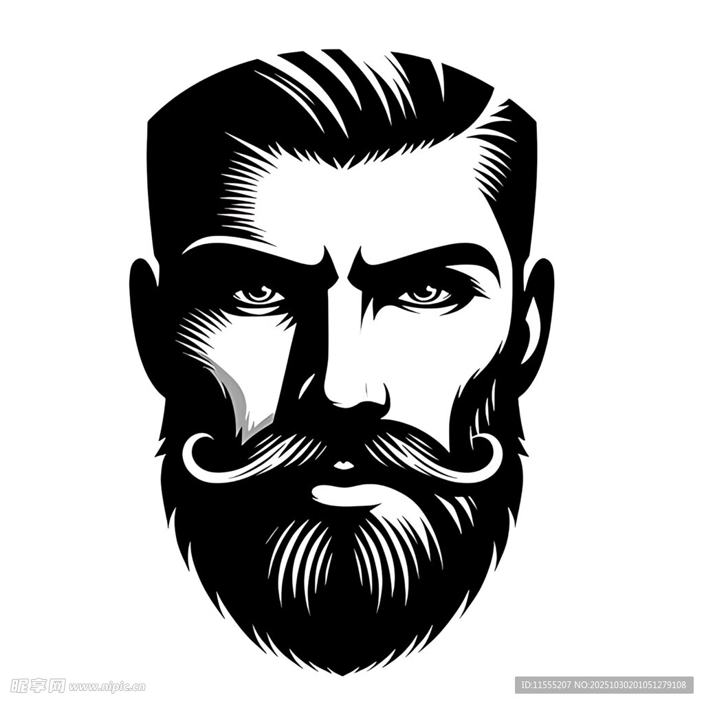 复古风格男士胡须头像