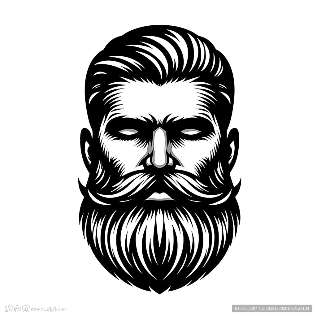 复古风格男士胡须头像