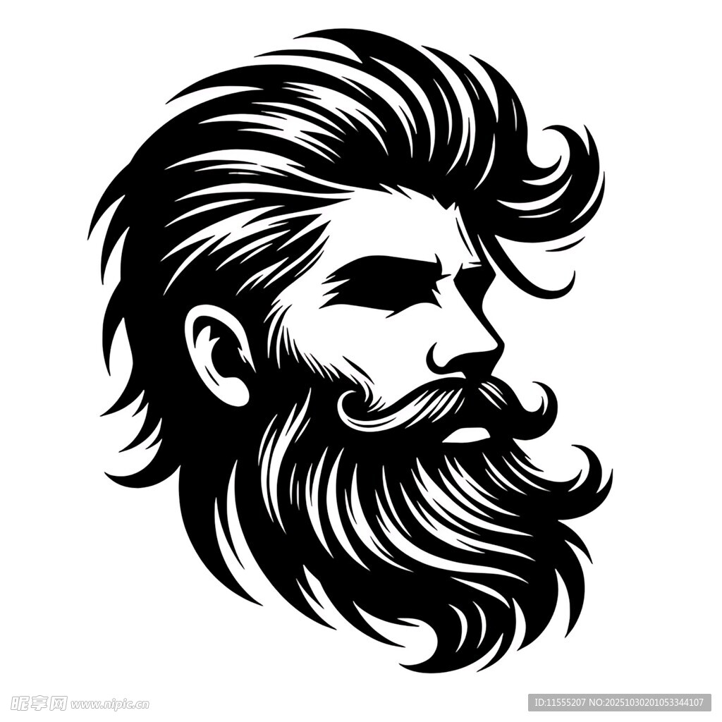 个性胡须男士头像插画