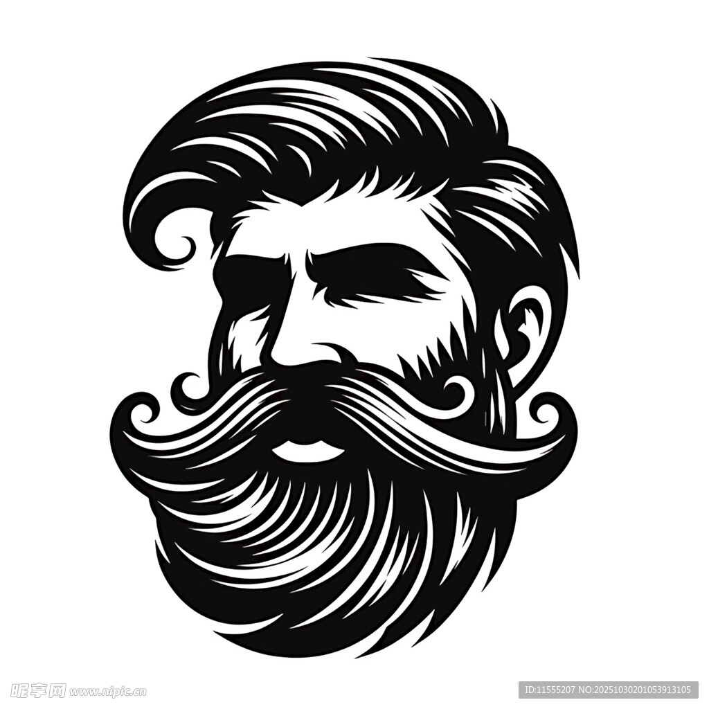 复古风格胡须男子头像