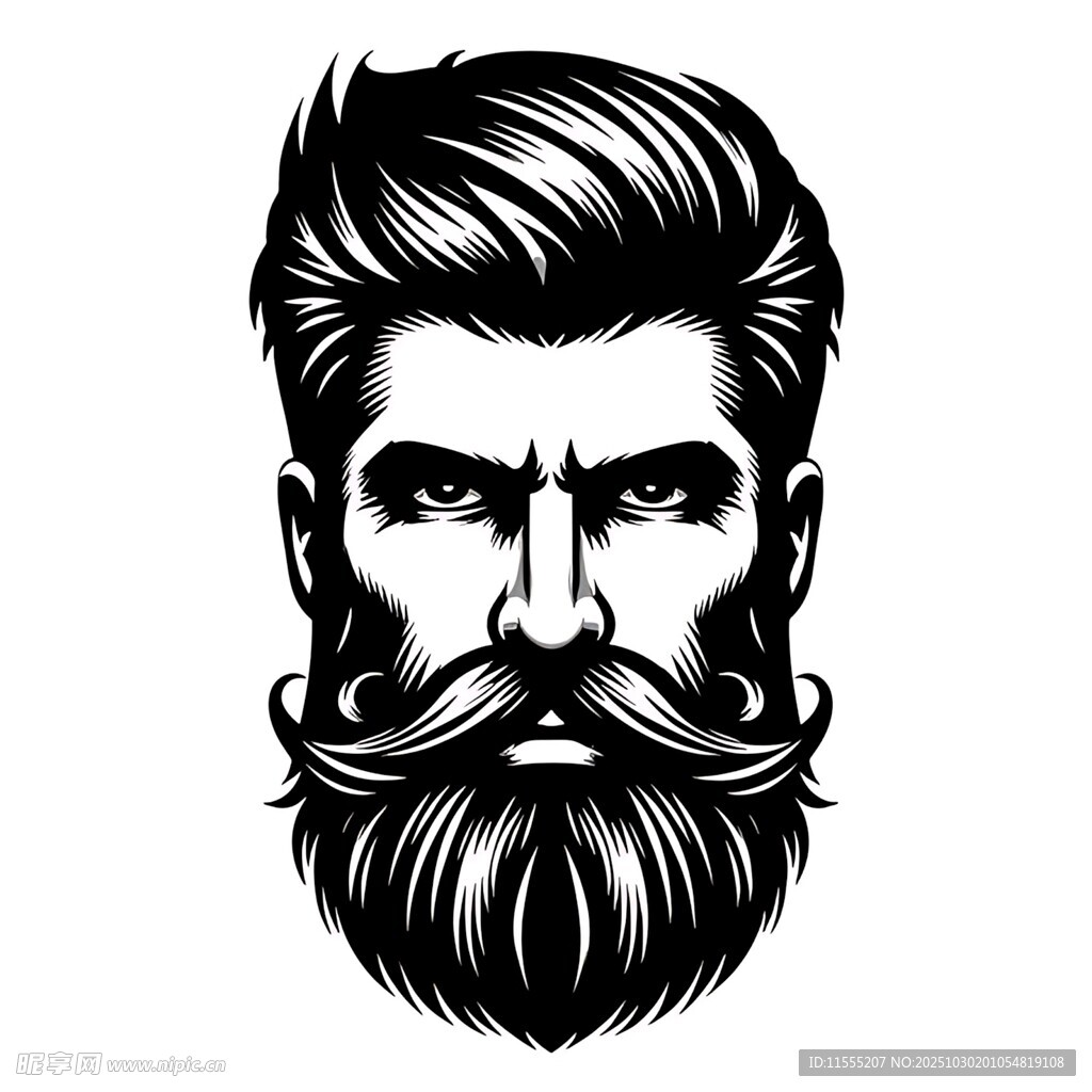 复古风格男士胡须头像