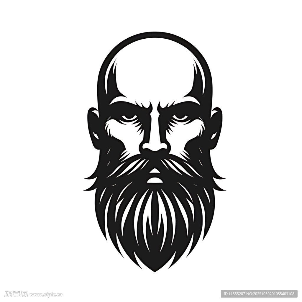 个性光头长须男性头像