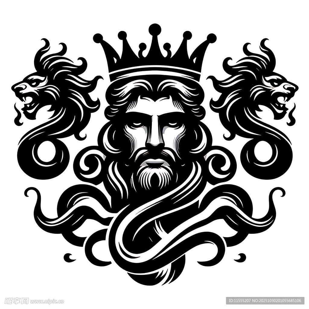 王者之姿双龙头环绕肖像