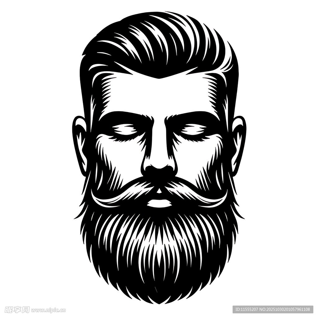 时尚胡须男士头像插画