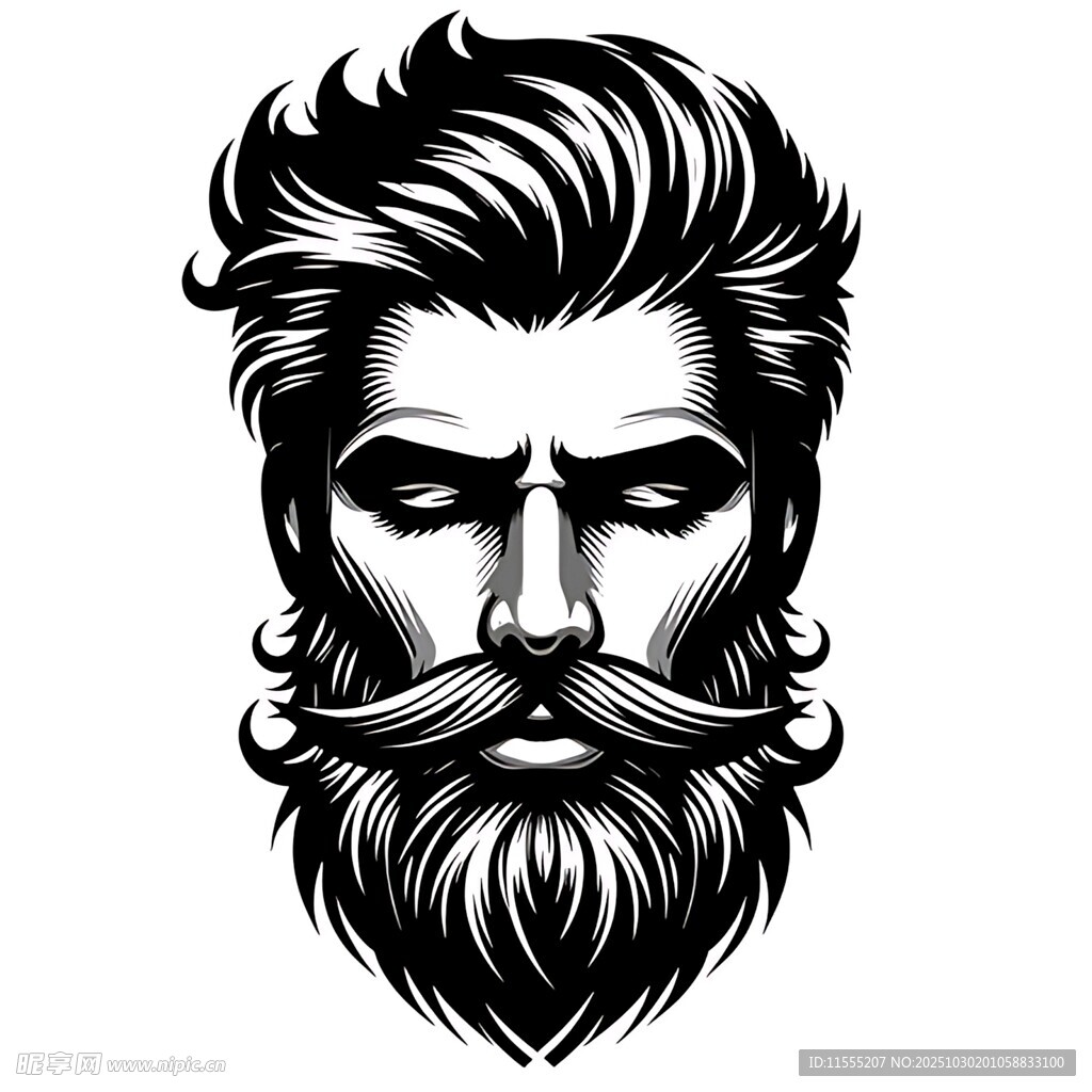 复古风格胡须男士头像