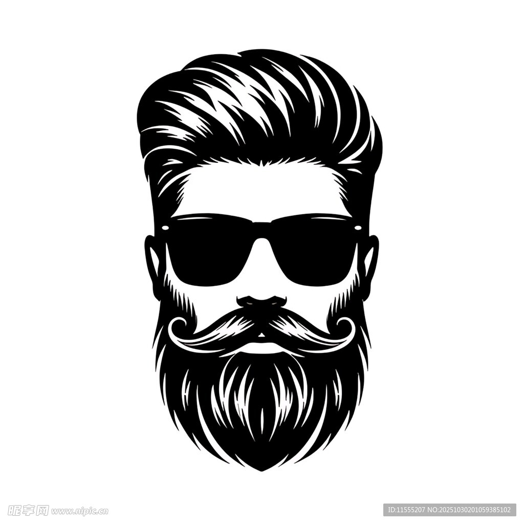 时尚型男胡须墨镜头像