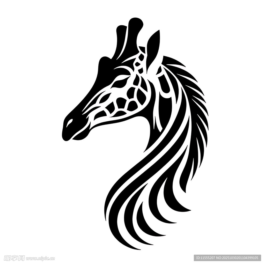 长颈鹿简约线条艺术头像