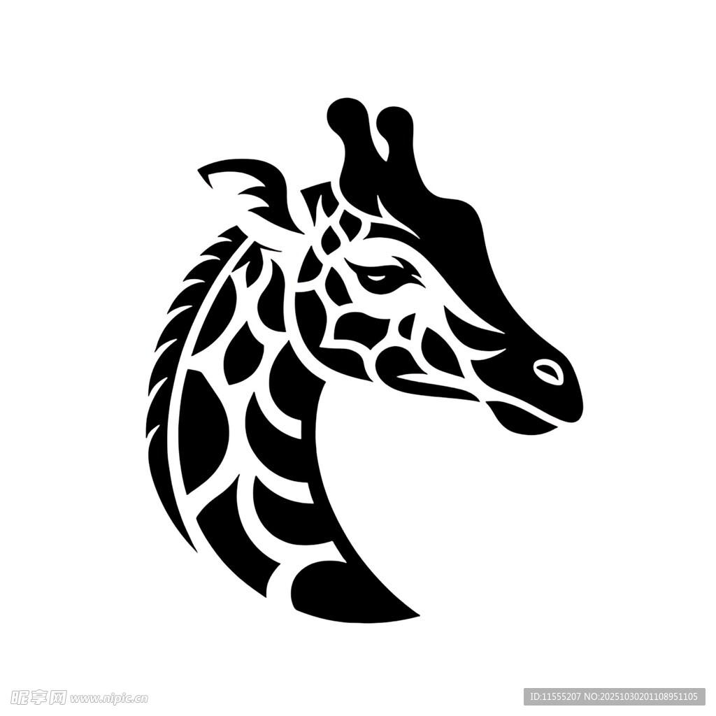 长颈鹿黑白轮廓图案