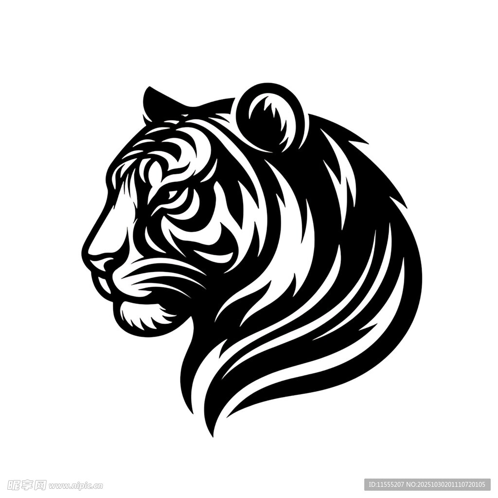 简约老虎头部矢量图案