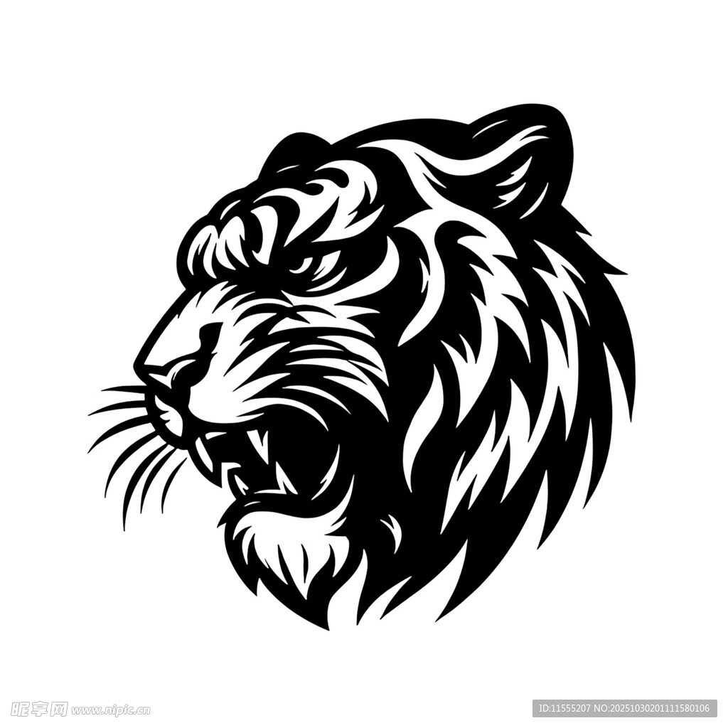 咆哮的虎首图案