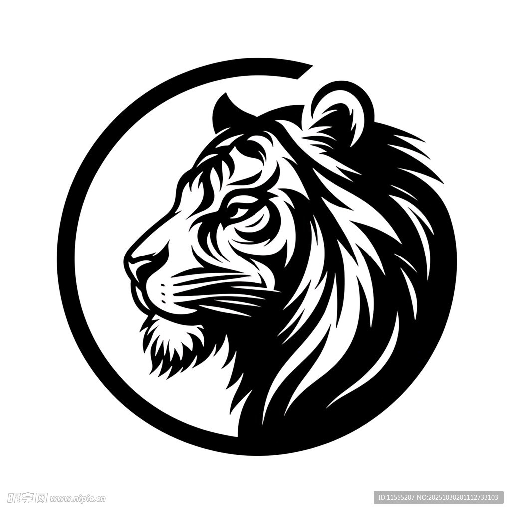 圆形轮廓中的老虎头像