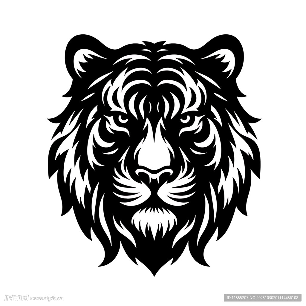 黑白老虎头像图案