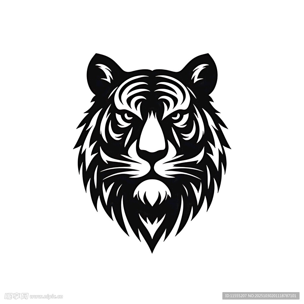 简约黑白老虎头部标志