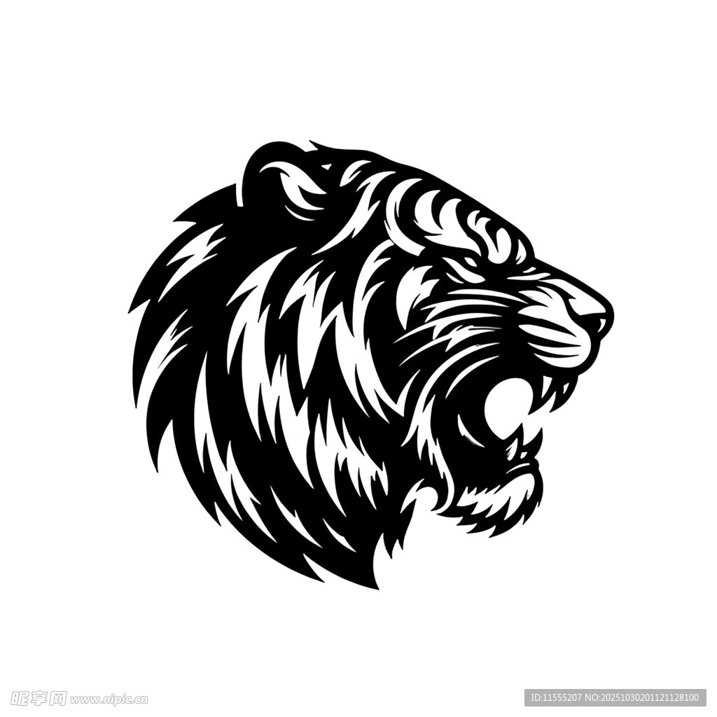 咆哮的老虎头部图案
