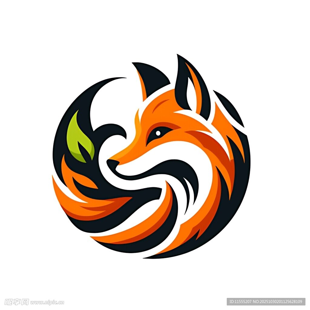 狐狸主题动感抽象标志设计
