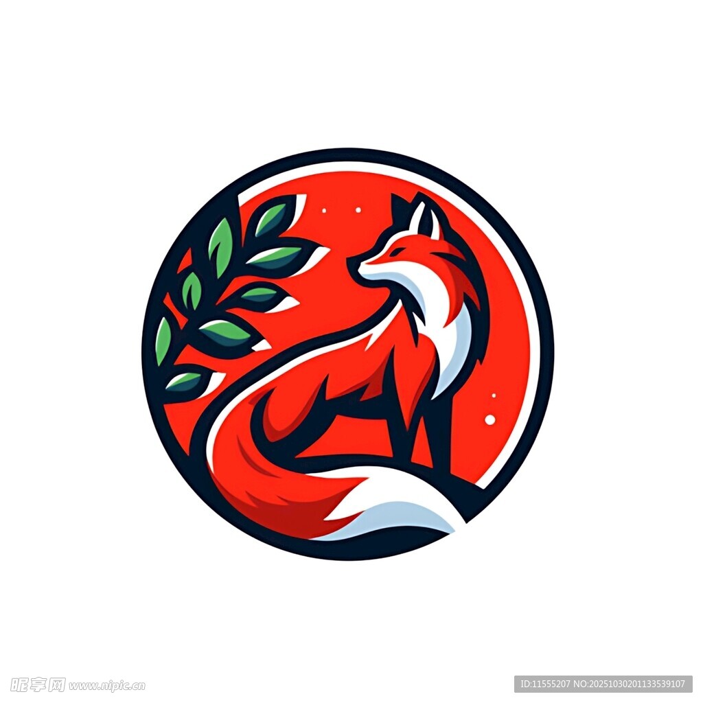 狐狸圆形标志设计