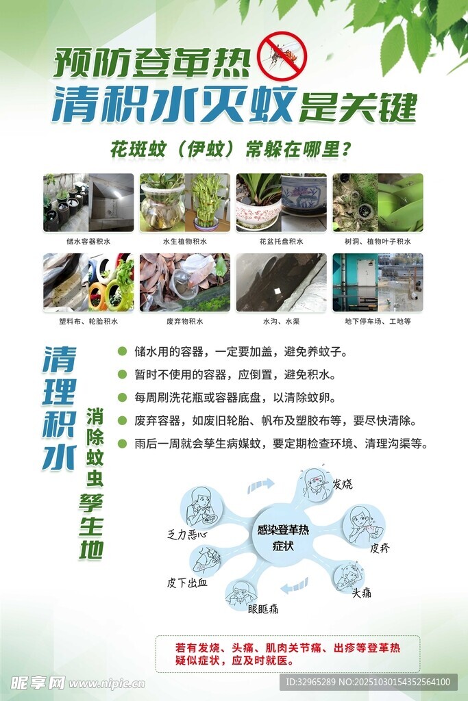 登革热预防场所症状展板