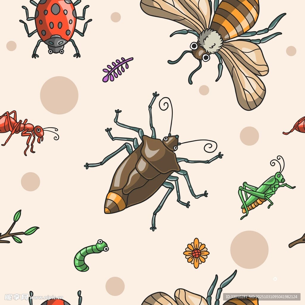 多彩昆虫图案背景设计
