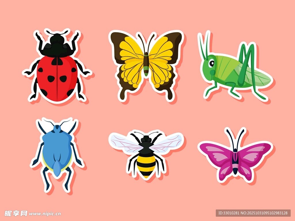 多彩昆虫贴纸