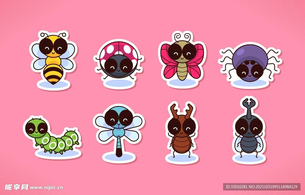 可爱昆虫卡通贴纸
