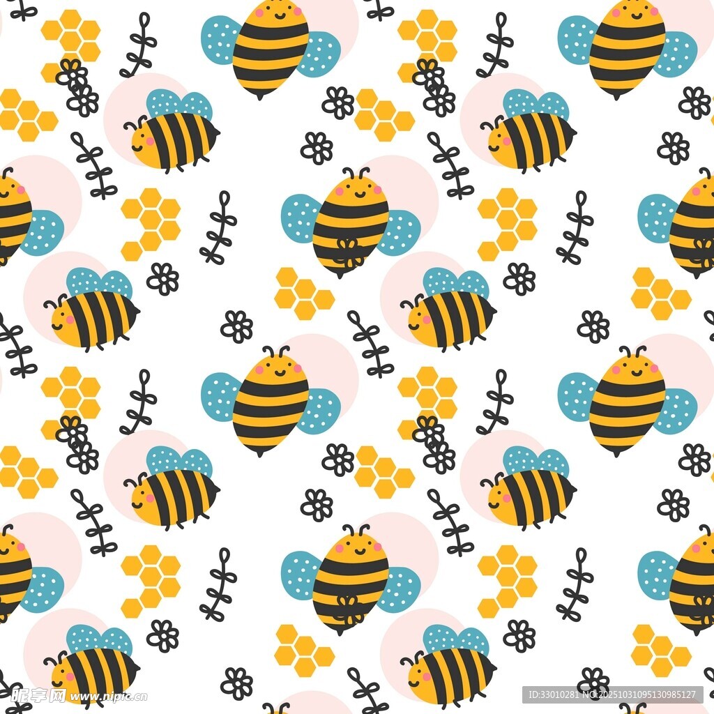 蜜蜂花朵图案背景