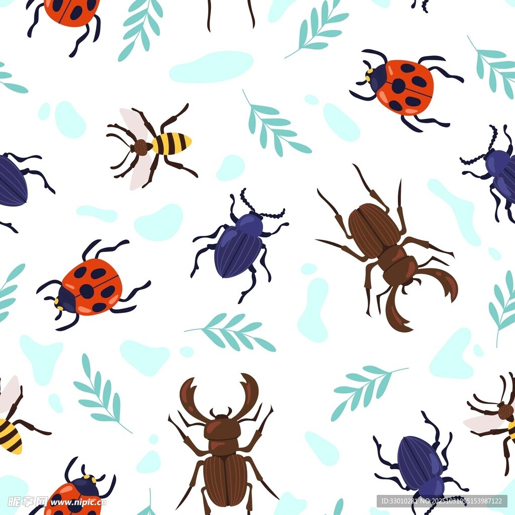 多彩昆虫图案背景设计