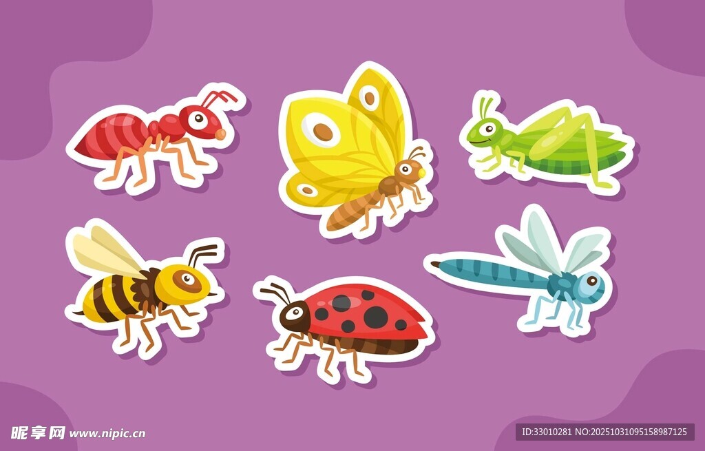 可爱昆虫贴纸