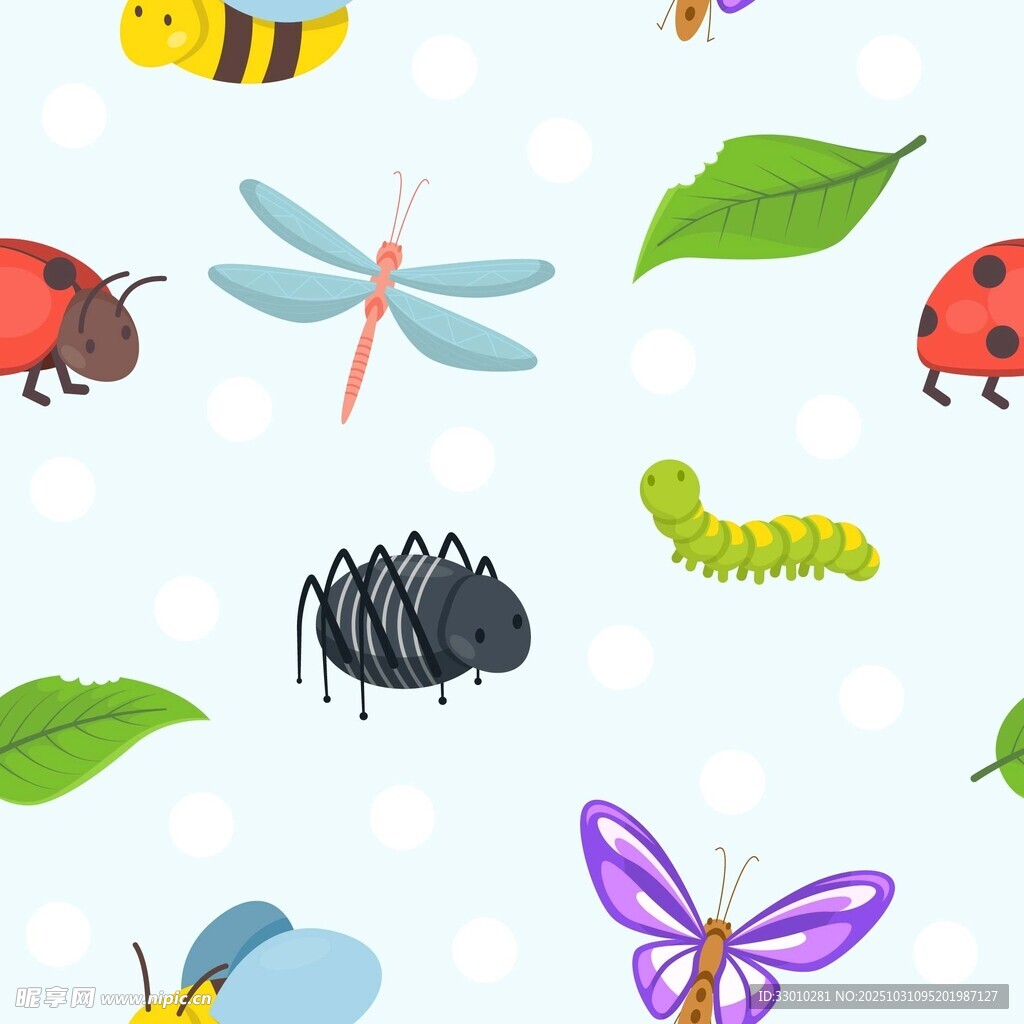 多彩昆虫图案 童趣满满