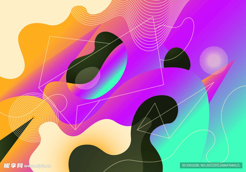 梦幻多彩抽象流体图案