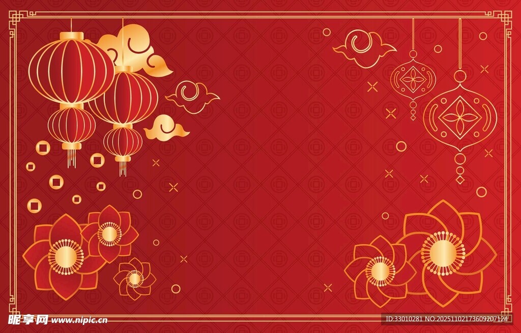 喜庆中式红色节日背景图