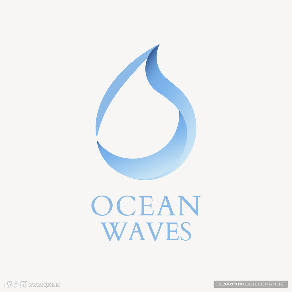 海洋波浪水滴标志设计
