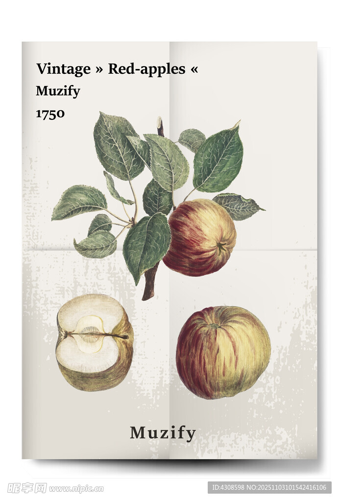 复古红苹果水果海报
