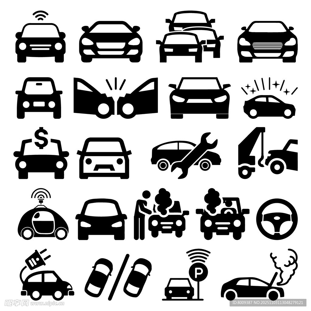 汽车事故相关图标集合