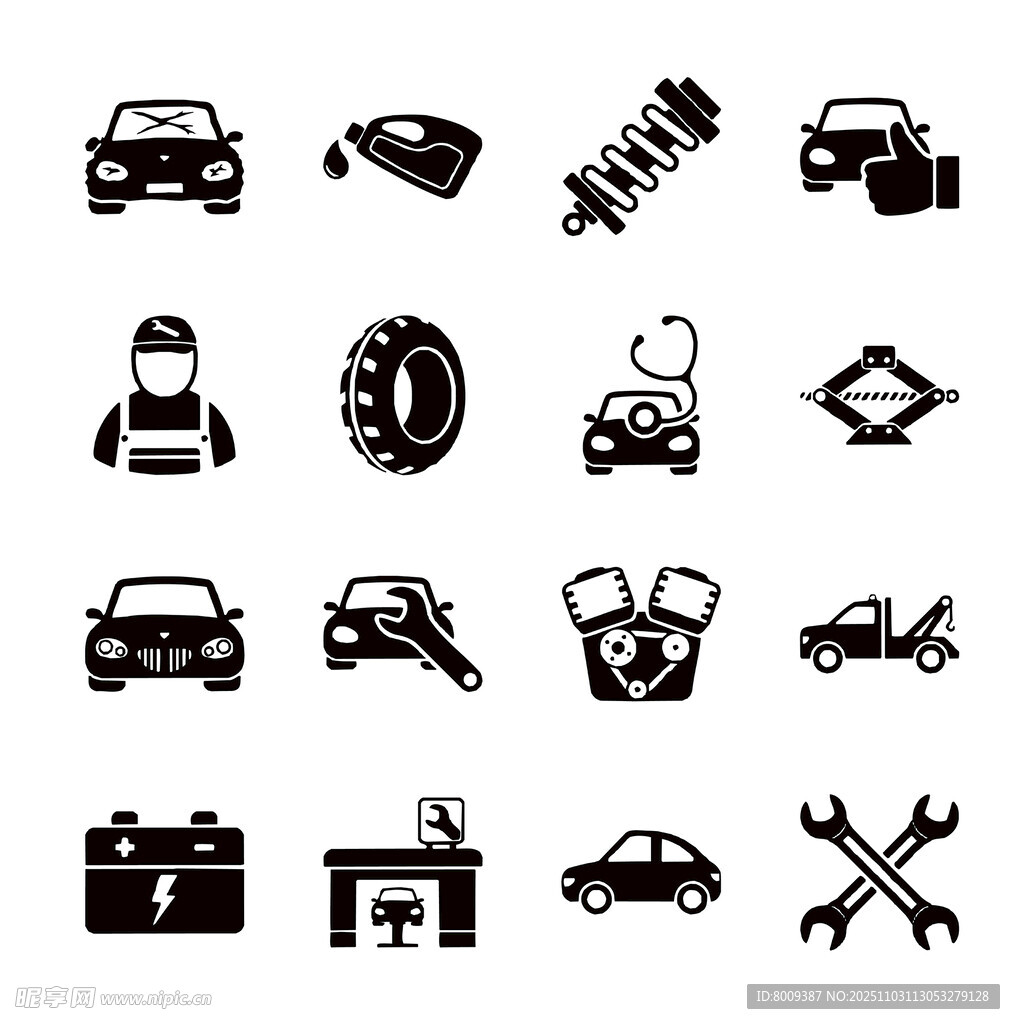 汽车维修相关图标集合