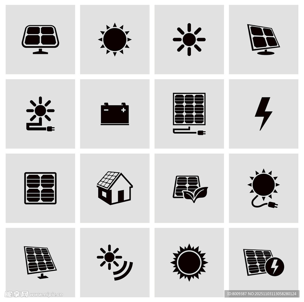 太阳能相关图标集合