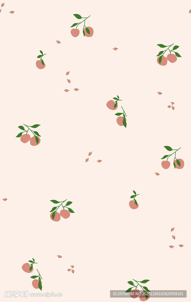 粉色背景樱桃碎花图案