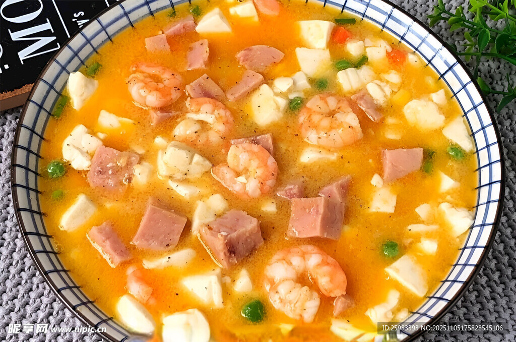 虾仁豆腐火腿羹