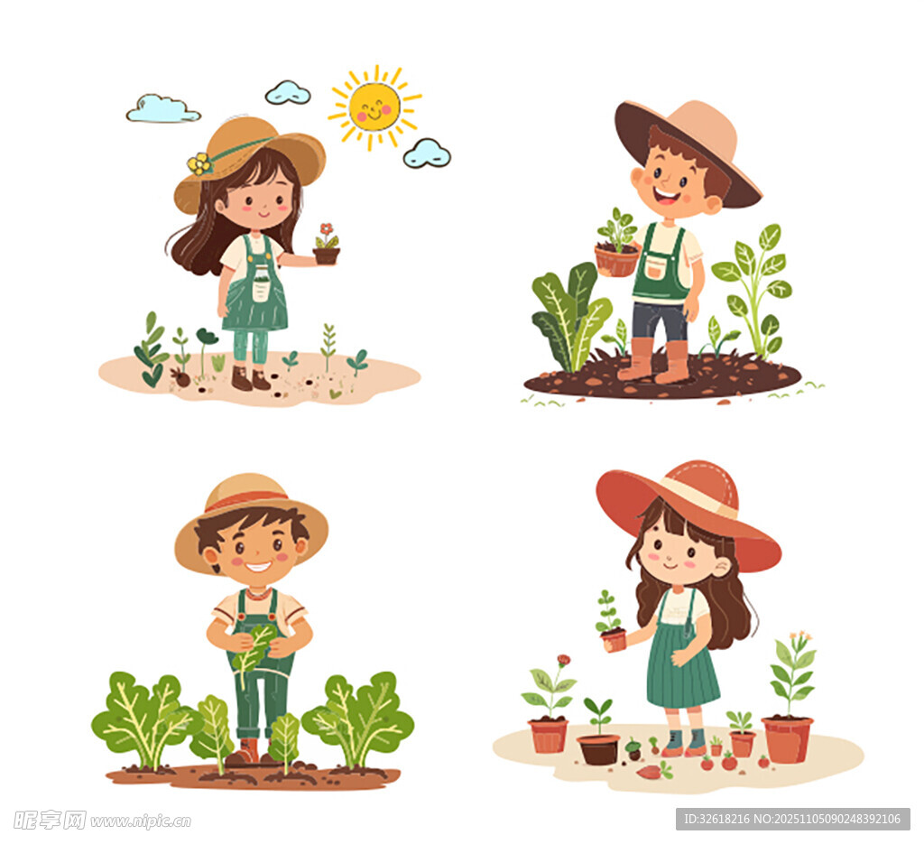 植树节儿童活动插图