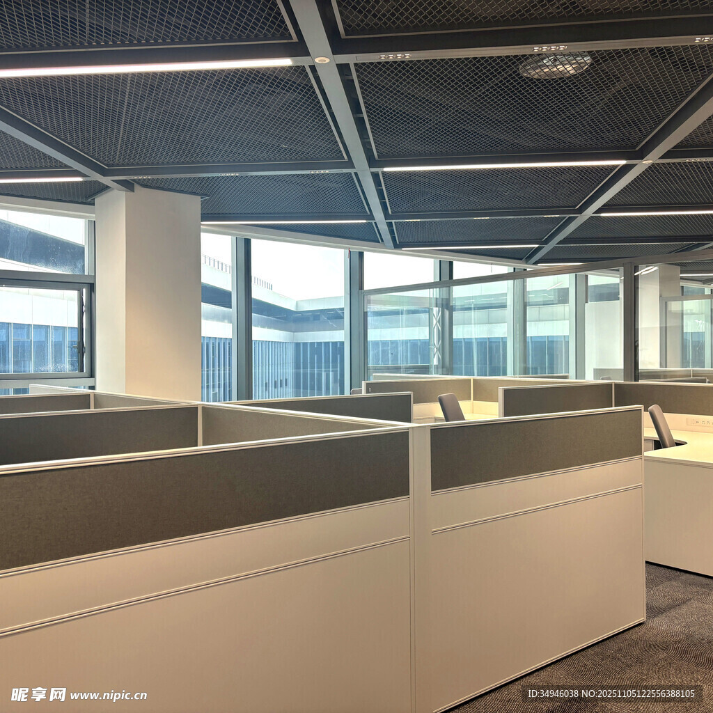 现代开放式办公区域场景