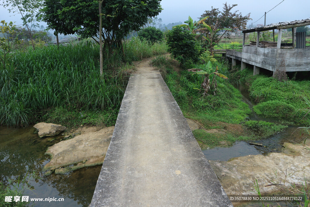 乡间狭长水泥小径景观