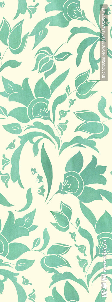 清新绿底花卉图案纹理