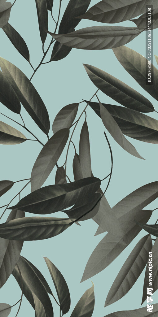 水墨风叶片图案背景