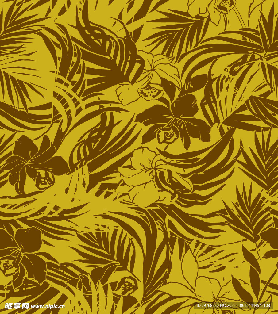 热带植物花纹背景图案
