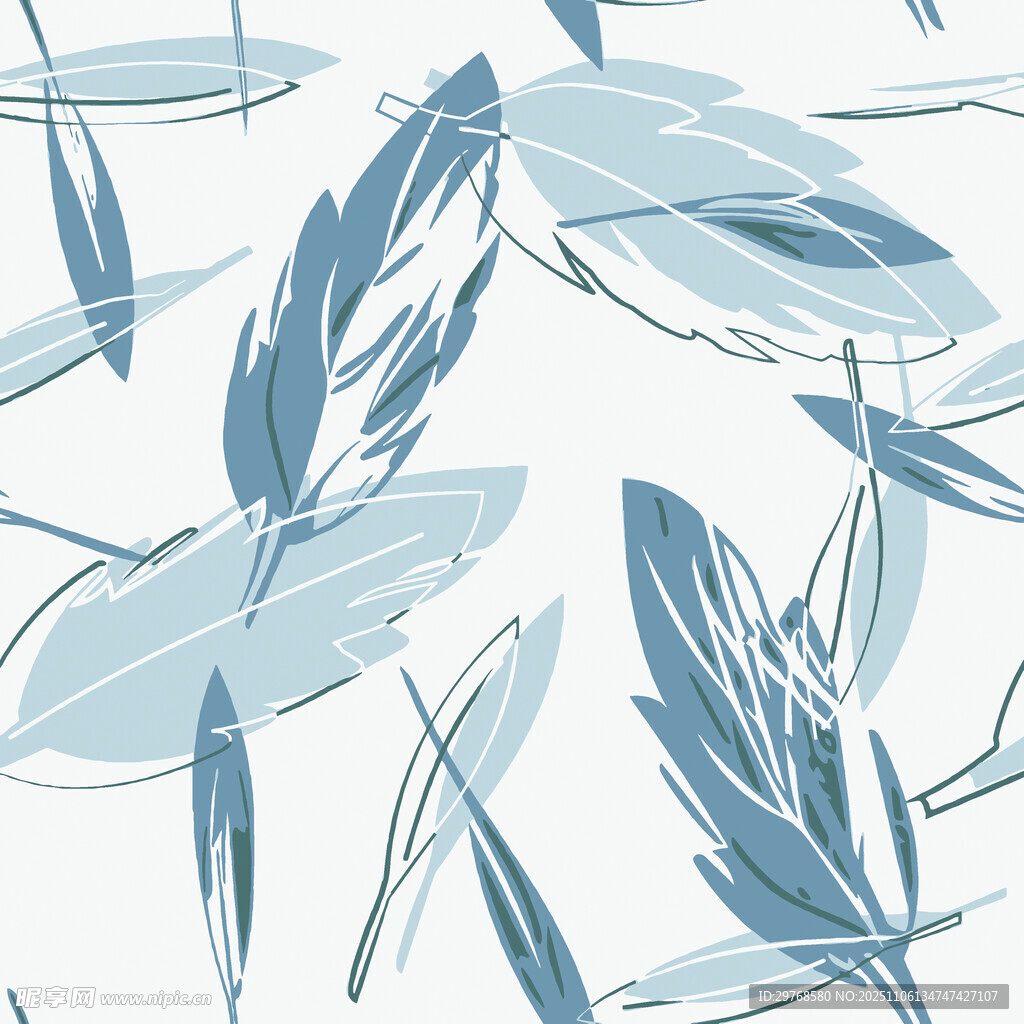 蓝叶简约图案背景
